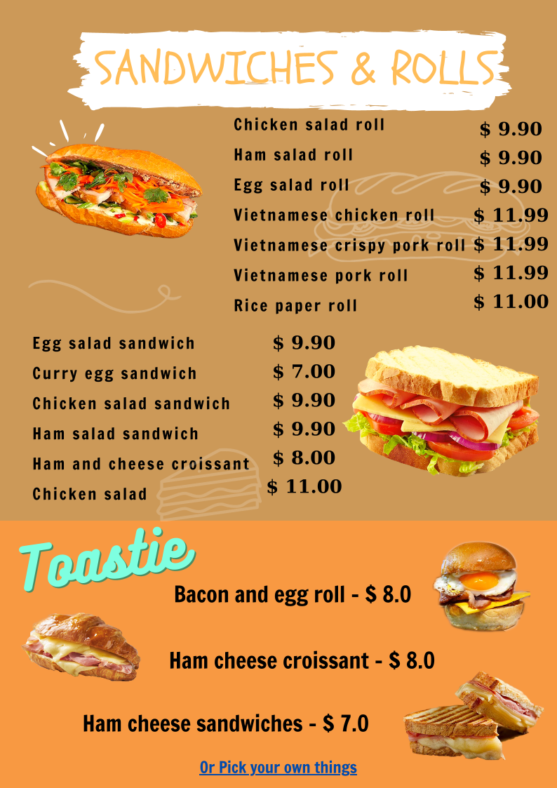Menu, Kt’s Bakehouse