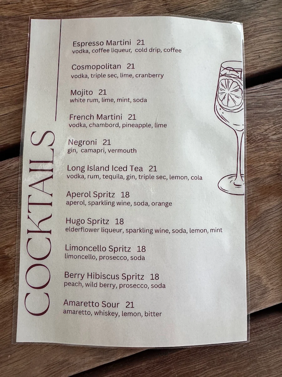 Menu, Public Bar Beer Garden