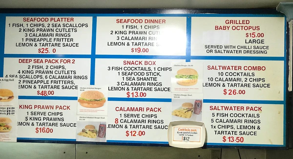 Menu, Saltwater Seafoods
