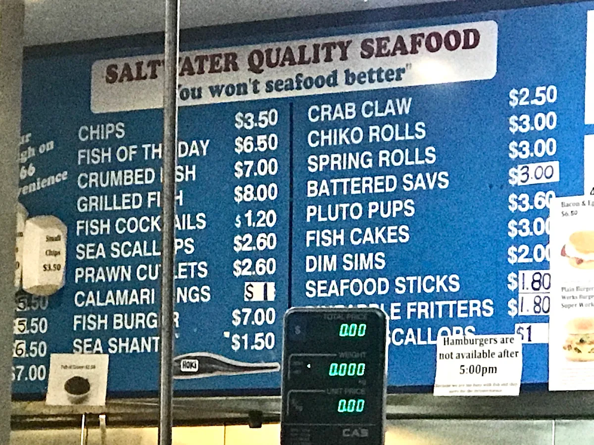 Menu, Saltwater Seafoods