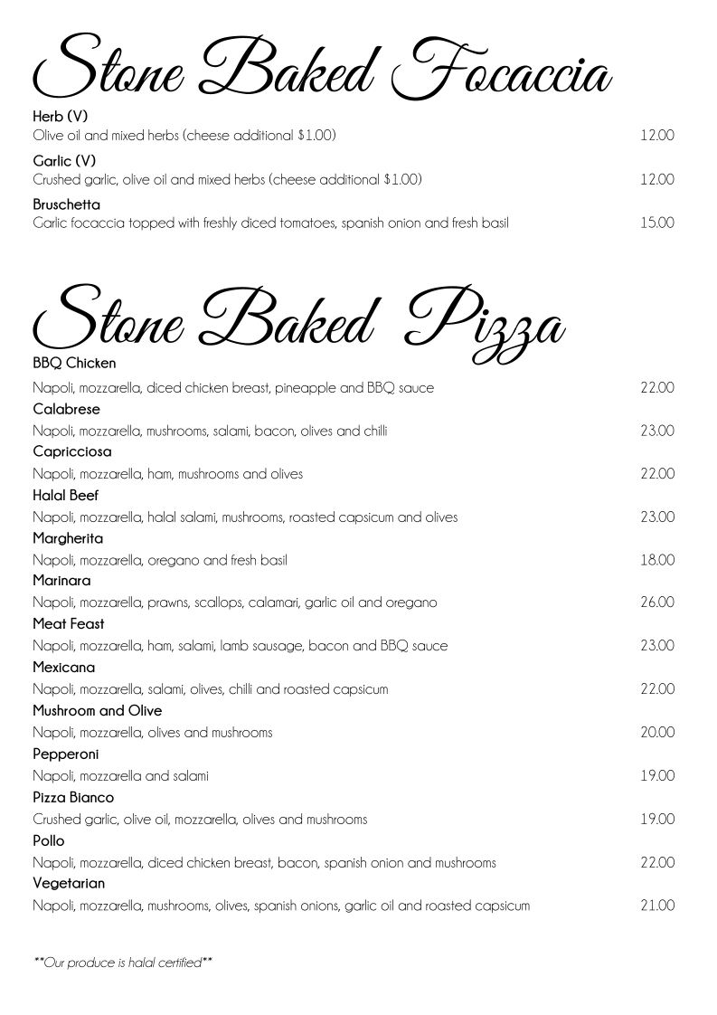 Menu, Frank's Ristorante