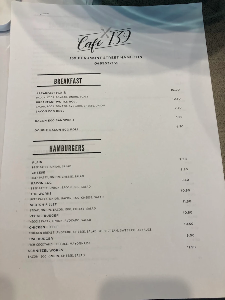 Menu, Crispy Lettuce Burgers & Fried Chicken (Hamilton)