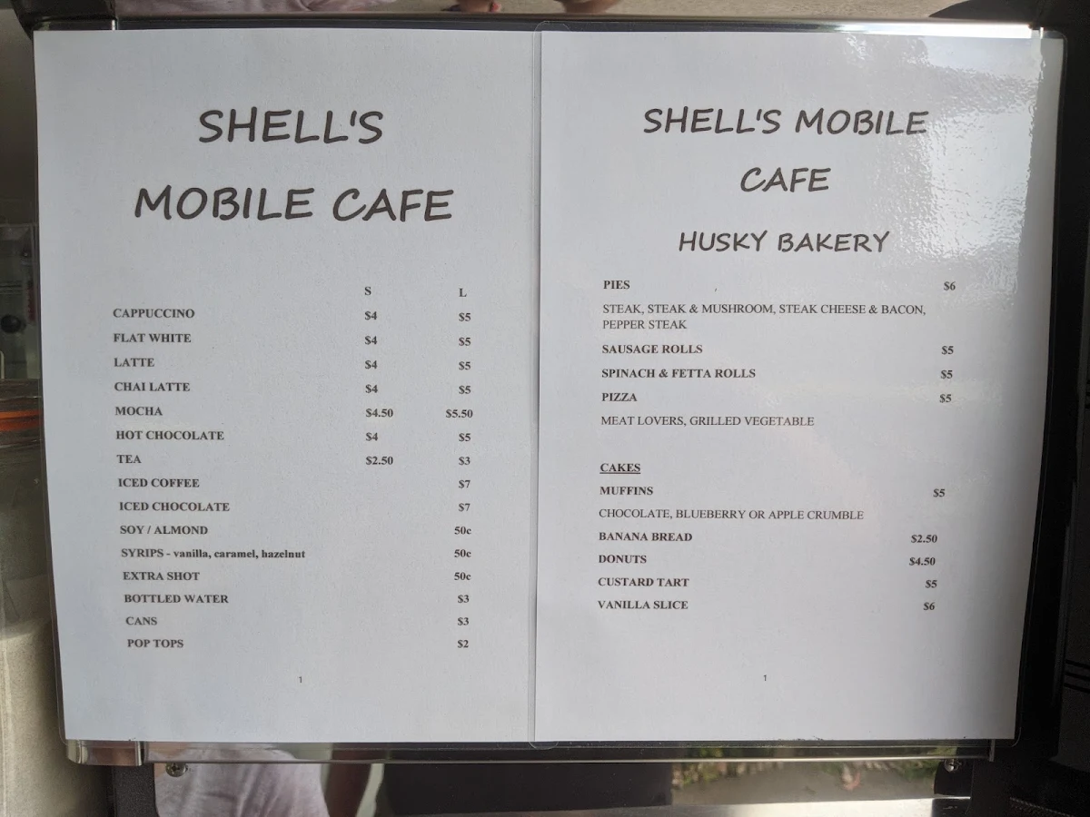 Menu, Shell's Mobile Cafe