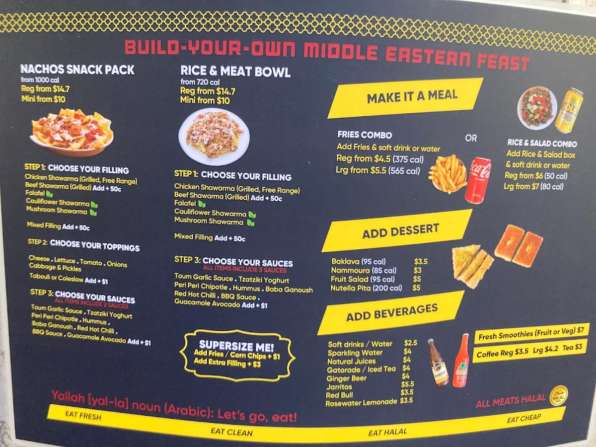 Menu, Yallah Eat Pita, Kebab & Shawarma Bar