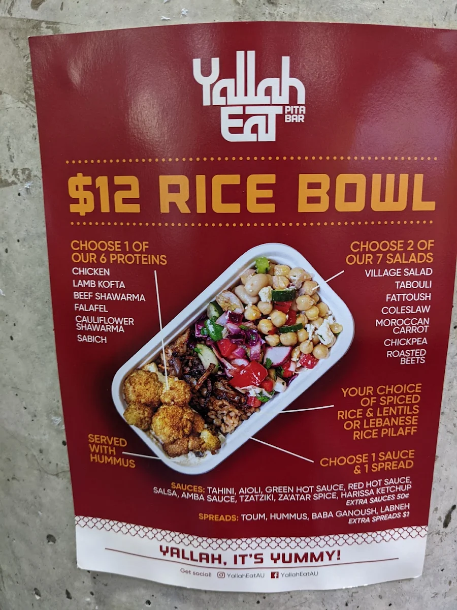 Menu, Yallah Eat Pita, Kebab & Shawarma Bar