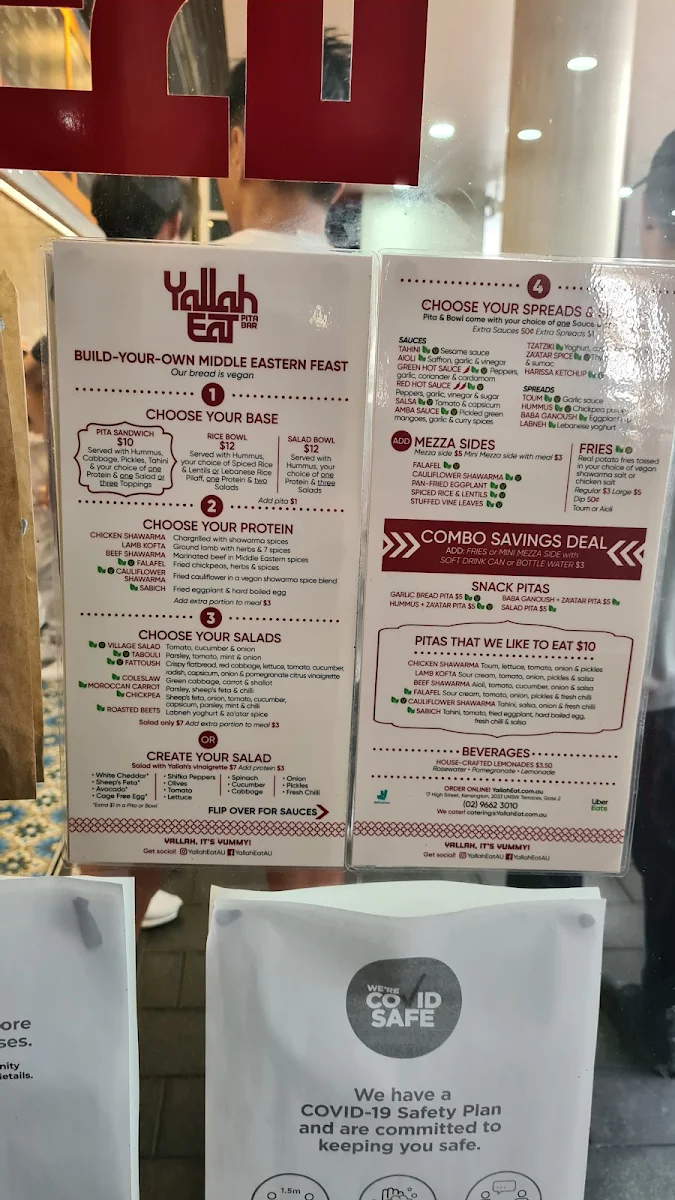 Menu, Yallah Eat Pita, Kebab & Shawarma Bar