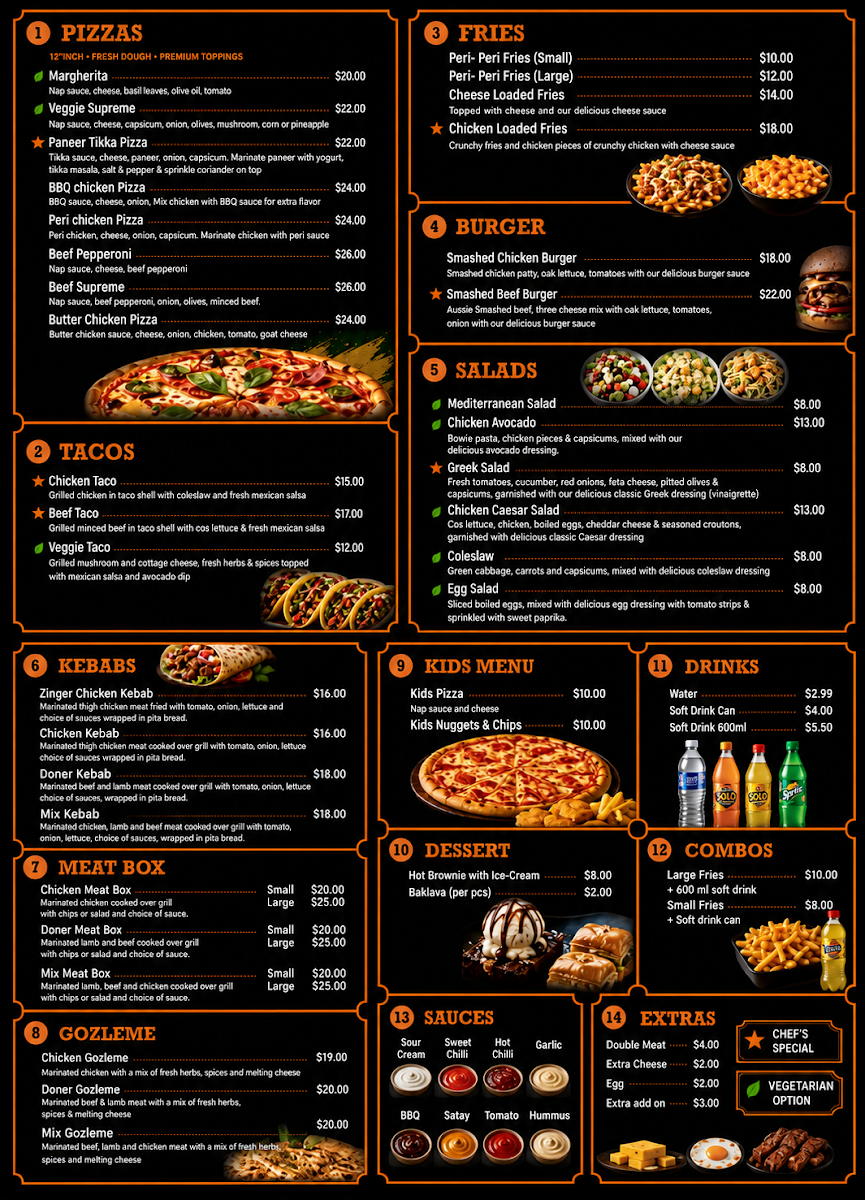 Menu, FOOD FORT