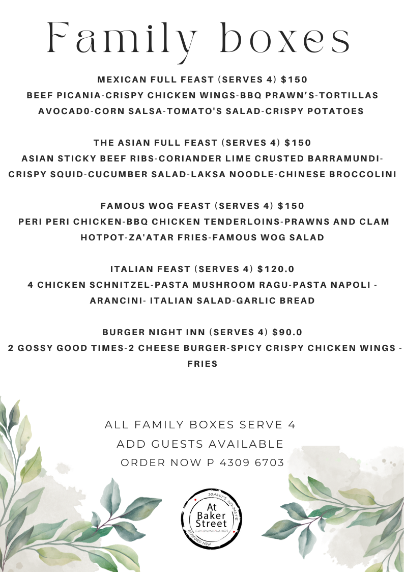 Menu, At Baker St Restaurant & Bar Gosford