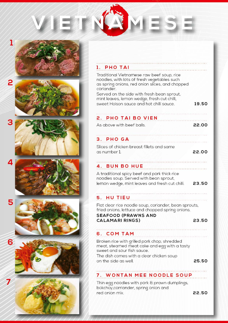 Menu, Tao Cafe