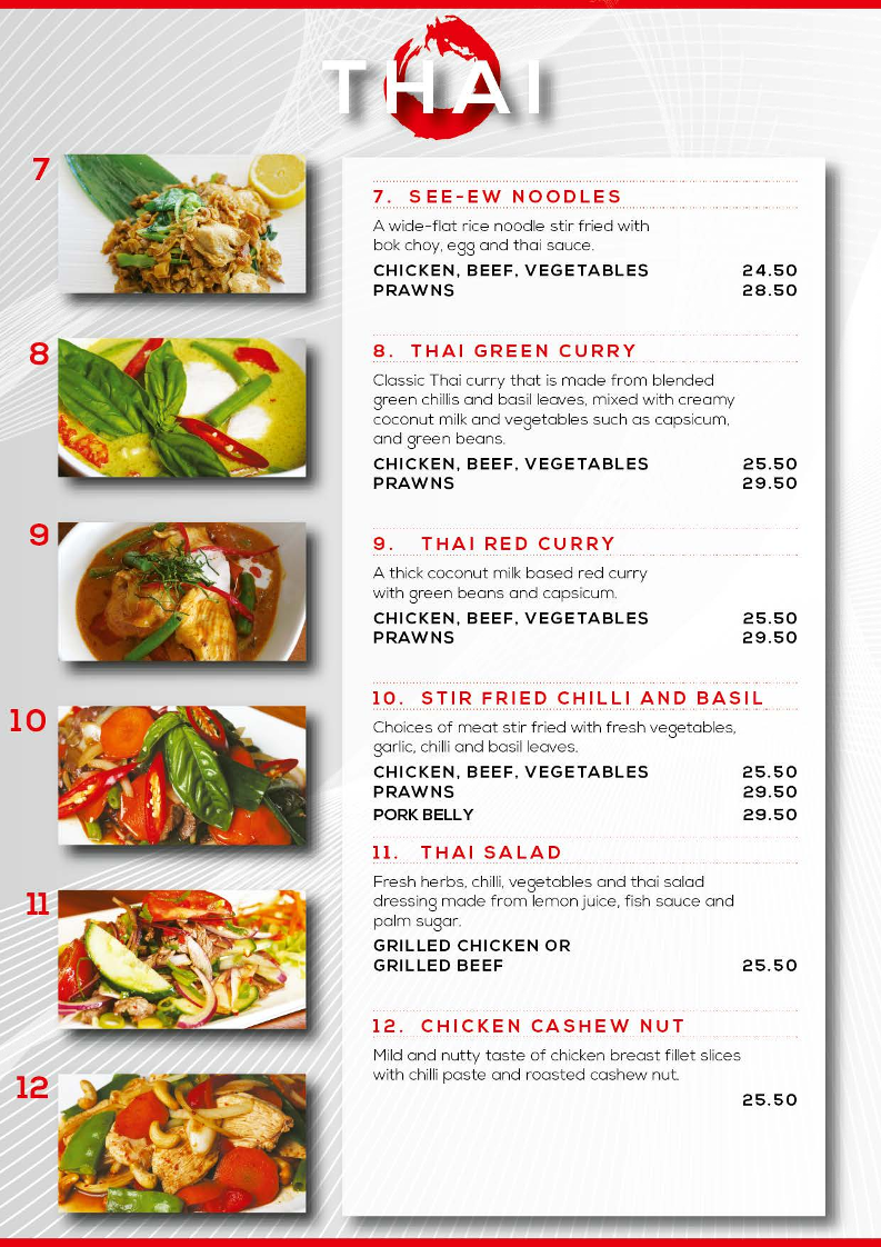 Menu, Tao Cafe