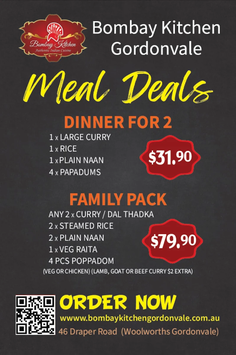 Menu, Bombay kitchen Gordonvale - Indian Restaurant