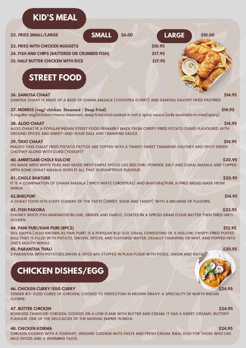 Menu, Bombay kitchen Gordonvale - Indian Restaurant