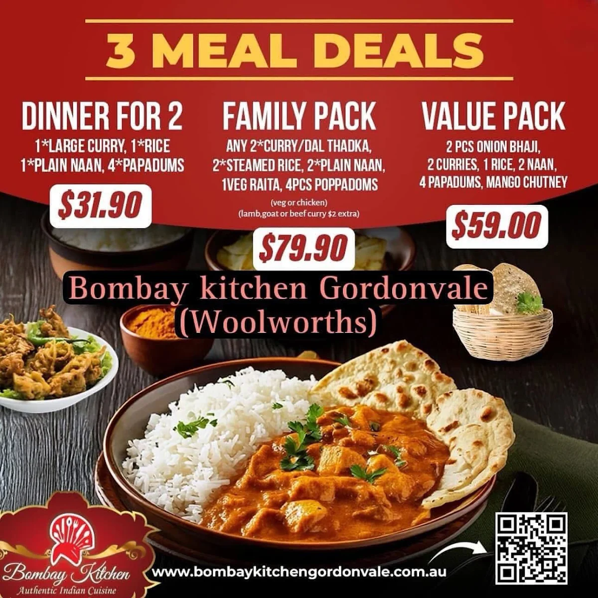 Menu, Bombay kitchen Gordonvale - Indian Restaurant