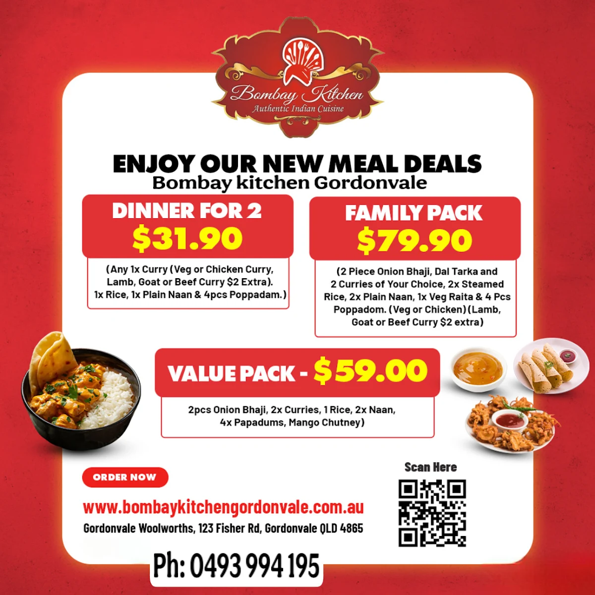 Menu, Bombay kitchen Gordonvale - Indian Restaurant