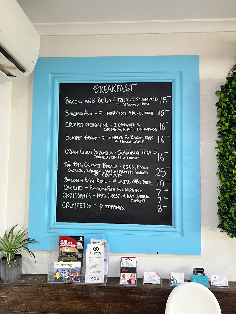 Menu, crumpet cafe