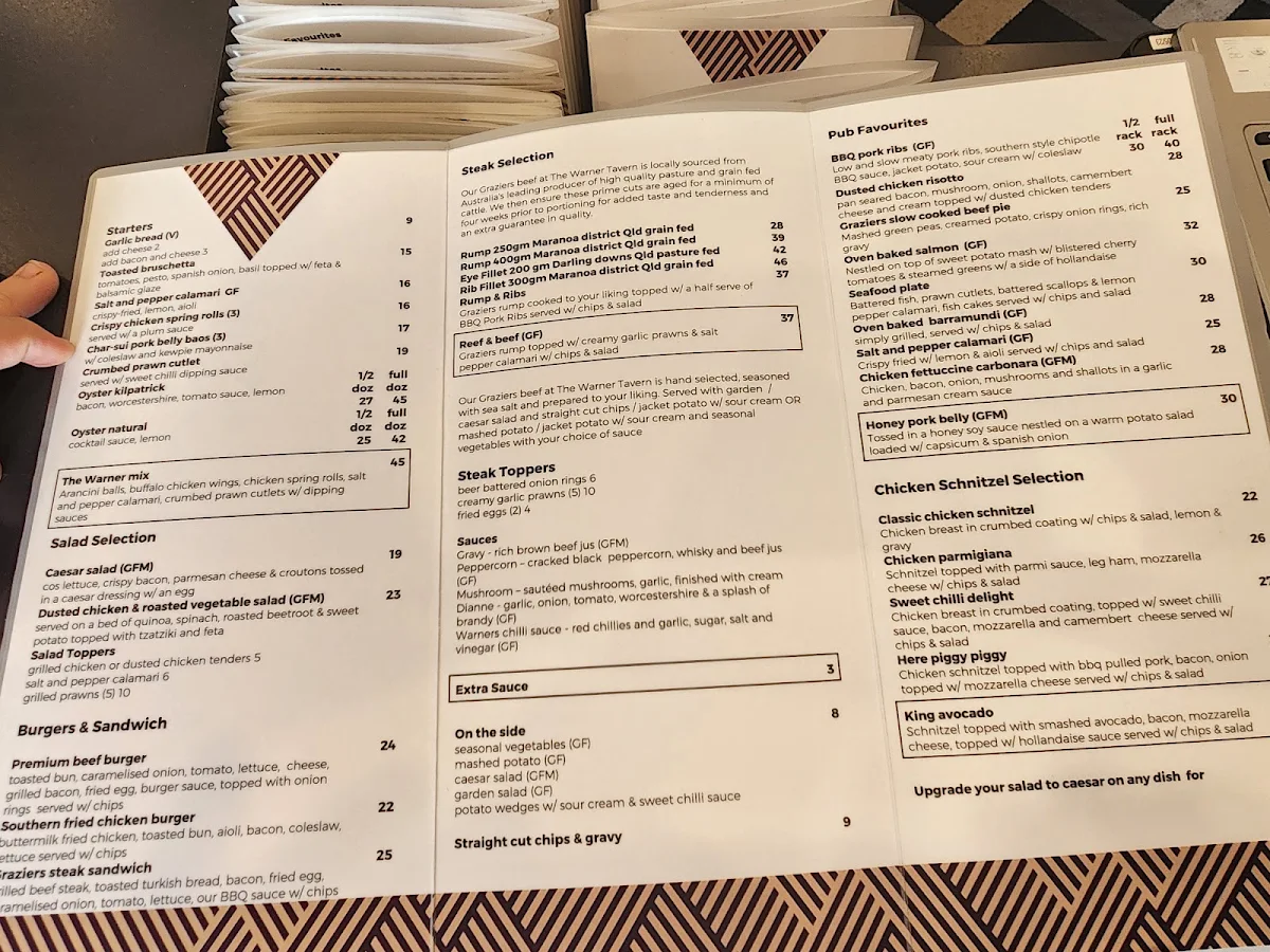 Menu, Warner Tavern