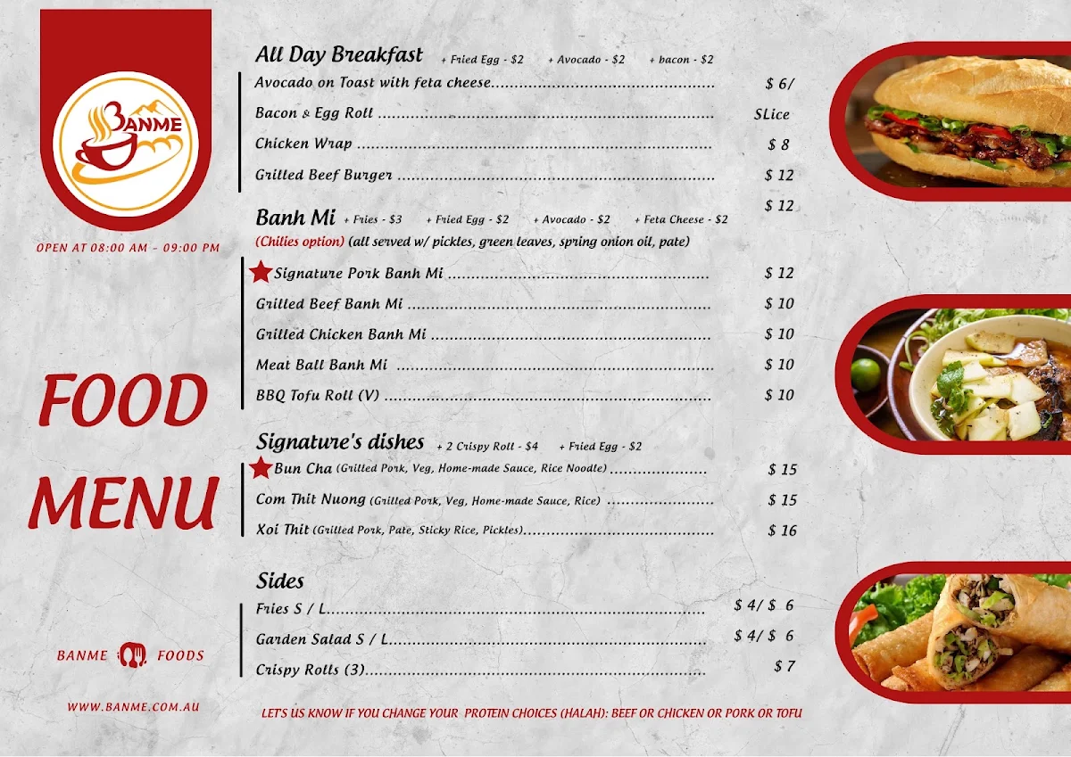 Menu, BanMe