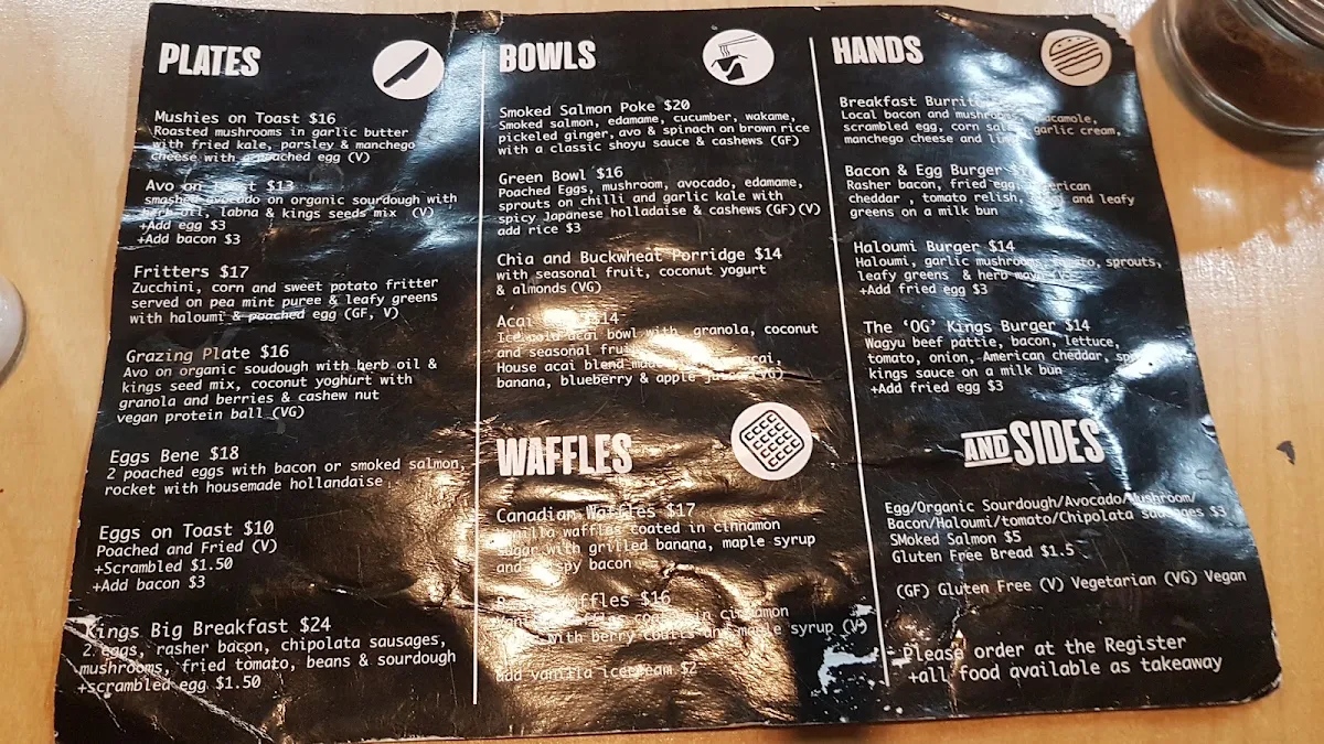 Menu, Caffeine Kings