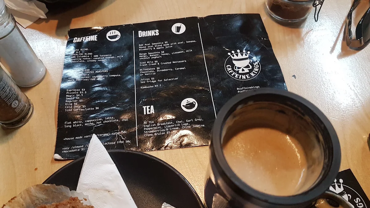 Menu, Caffeine Kings