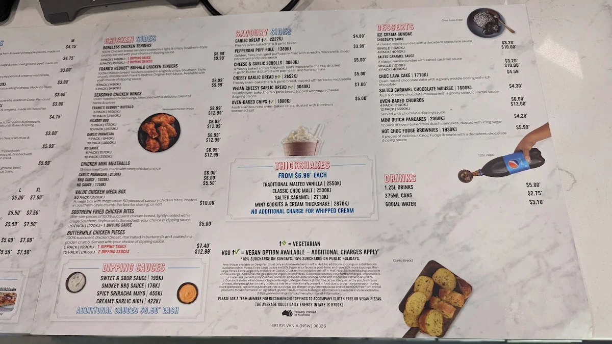 Menu, Domino's Pizza Sutherland