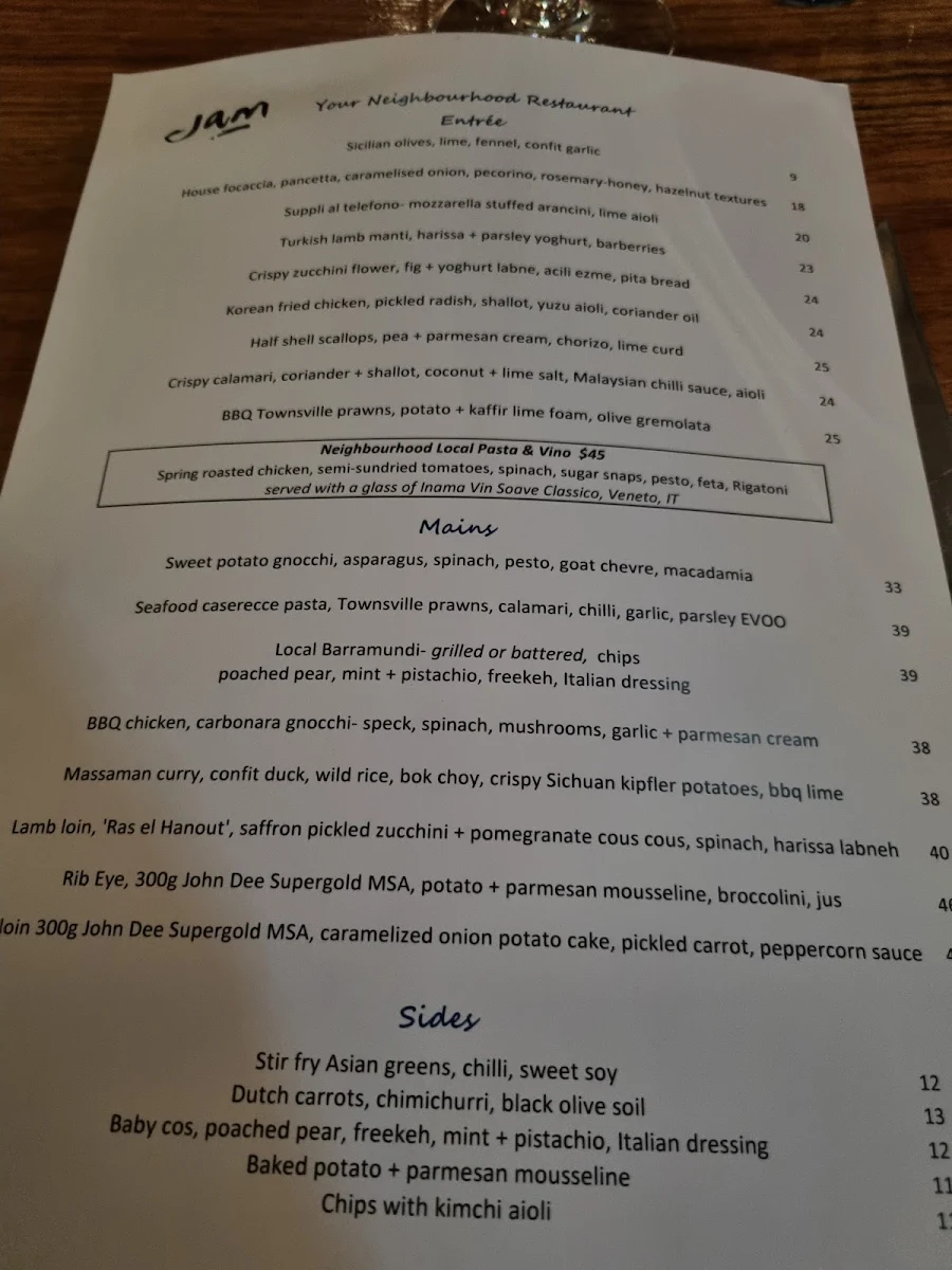 Menu, Jam Corner