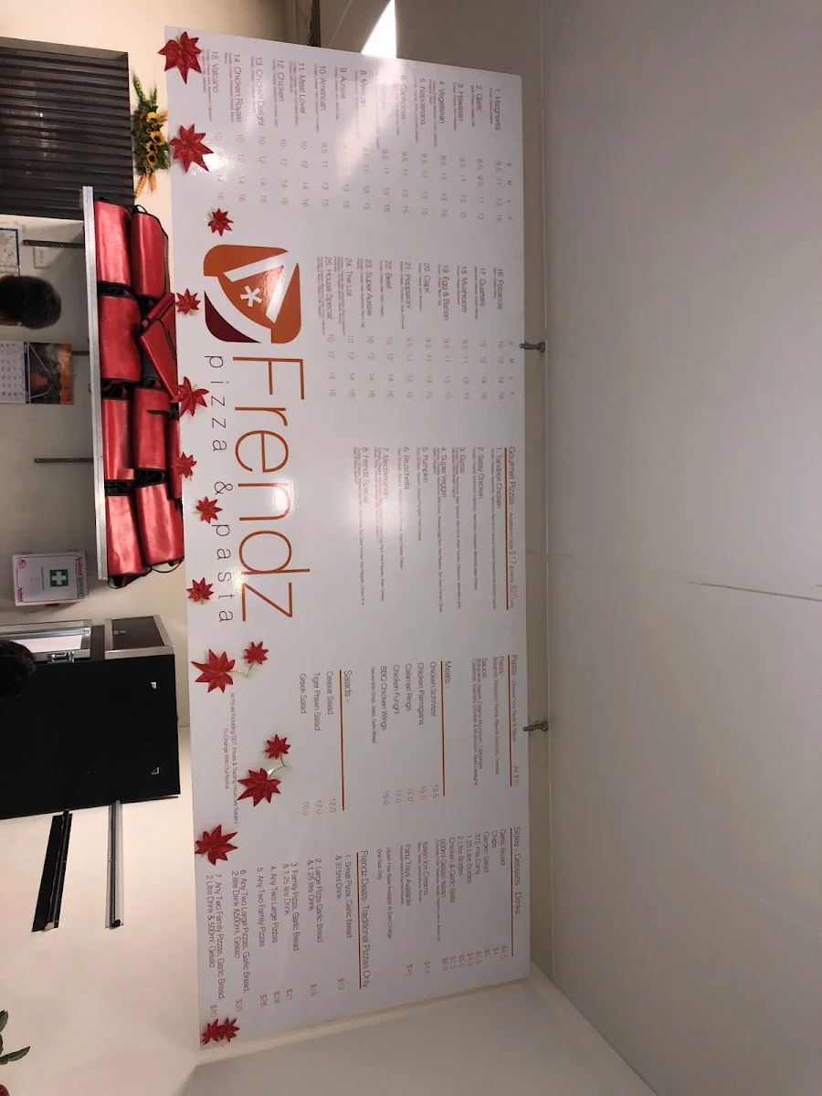Menu, The Frendz Pizza and Pasta