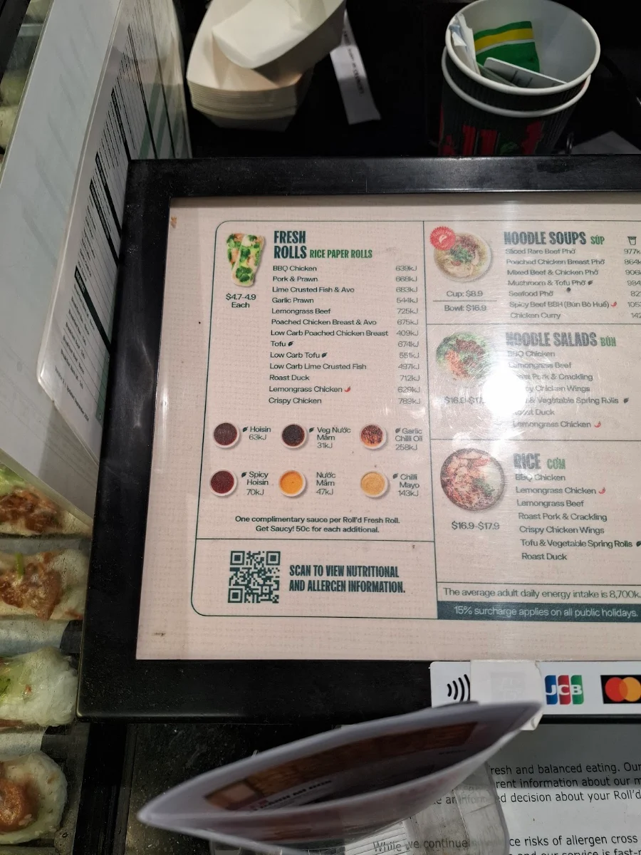 Menu, Roll'd Parkville