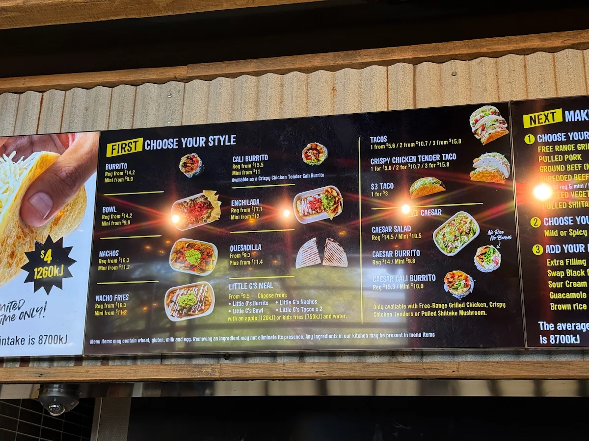 Menu, Guzman y Gomez - Carlingford