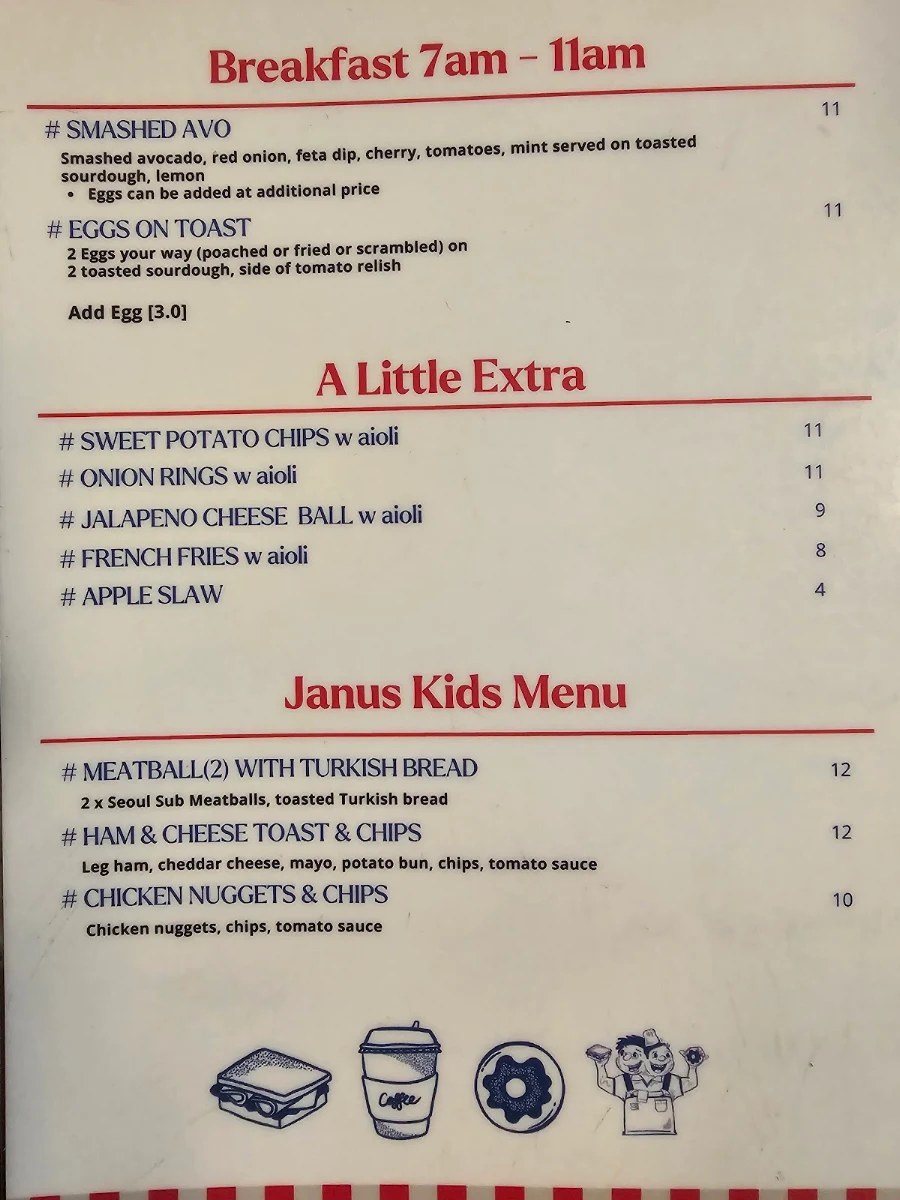 Menu, Janus Deli Slacks Creek