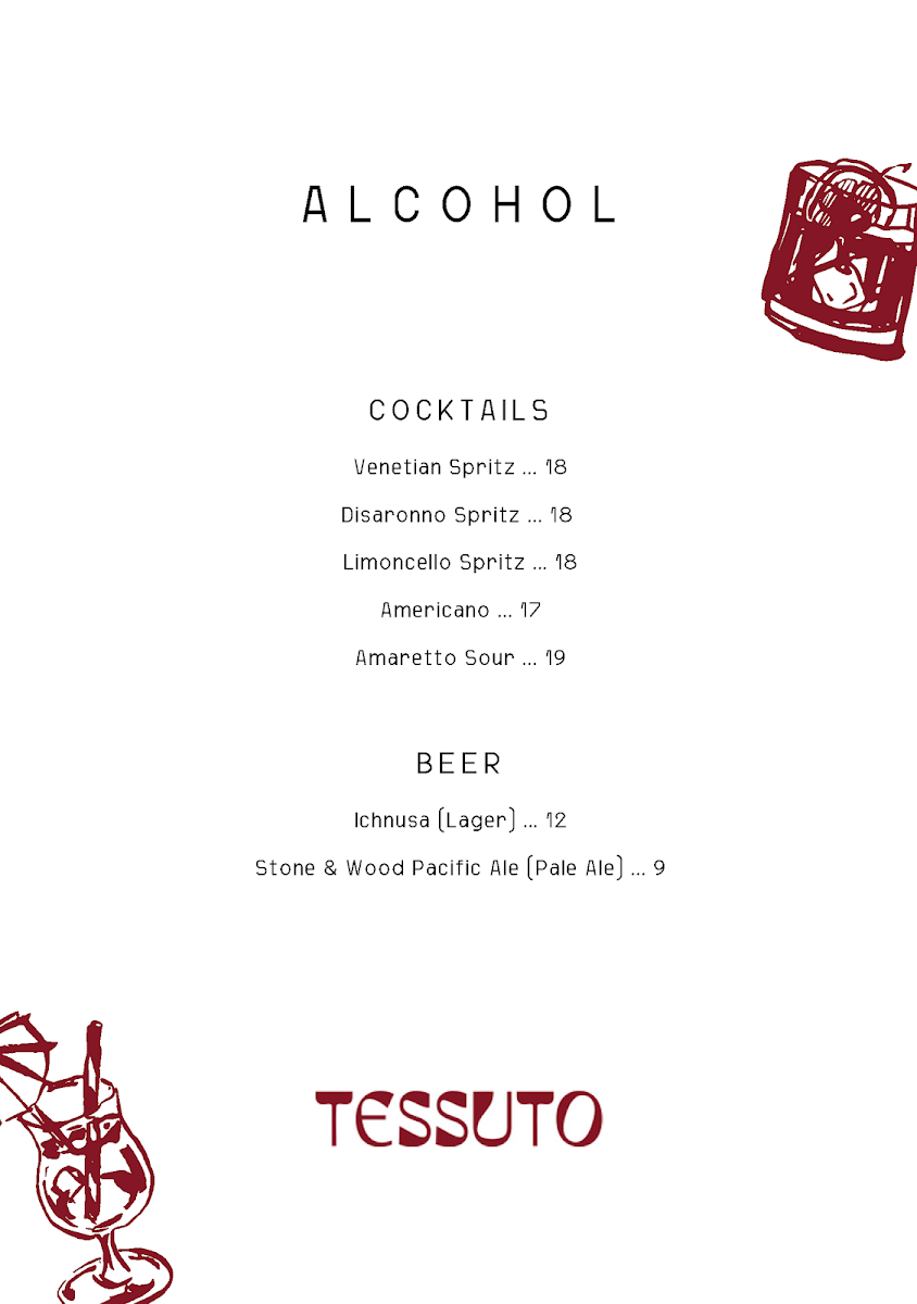 Menu, Tessuto