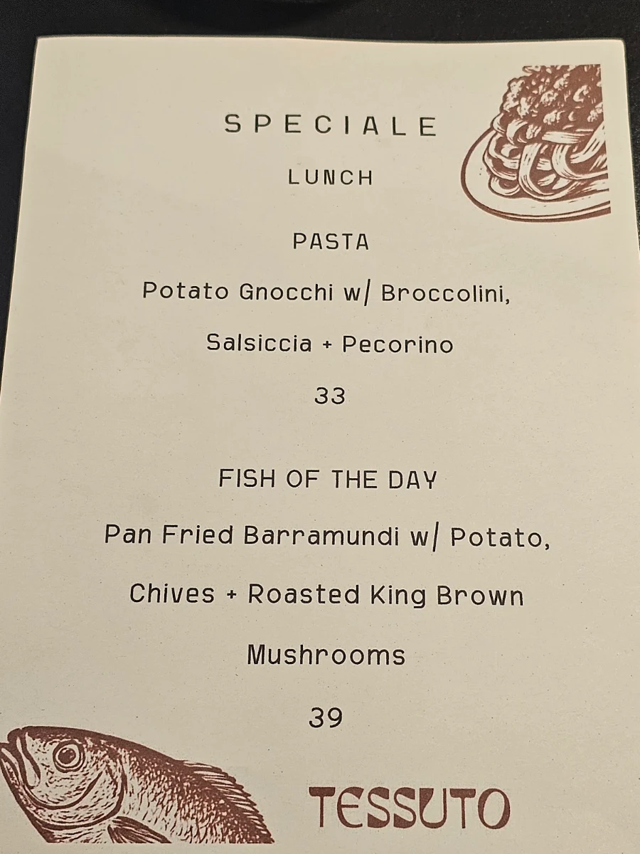 Menu, Tessuto
