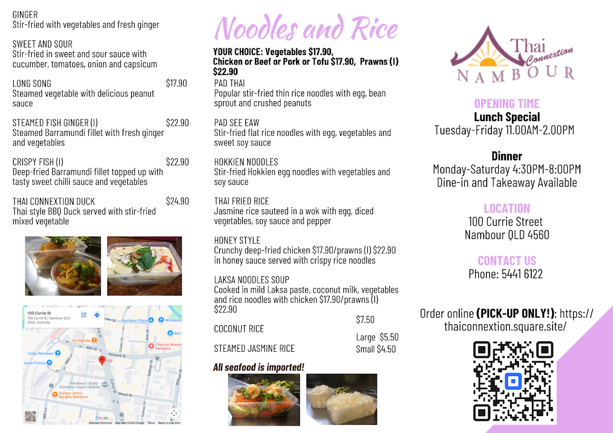 Menu, Thai Connextion
