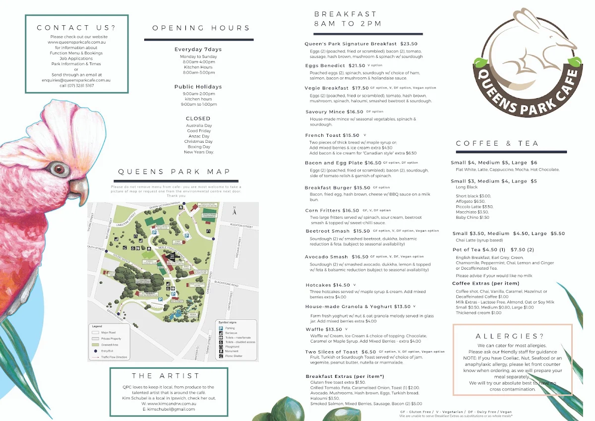 Menu, Queens Park Cafe & Kiosk
