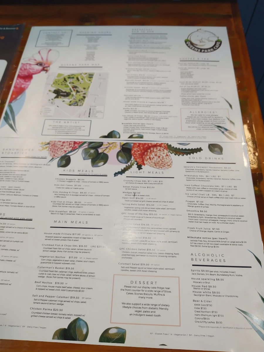 Menu, Queens Park Cafe & Kiosk