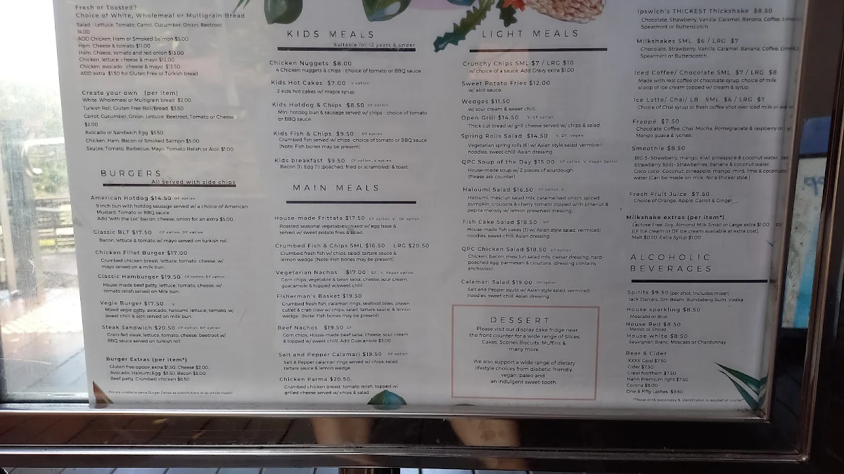 Menu, Queens Park Cafe & Kiosk