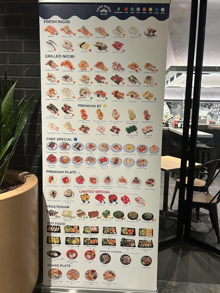 Menu, Hero Sushi