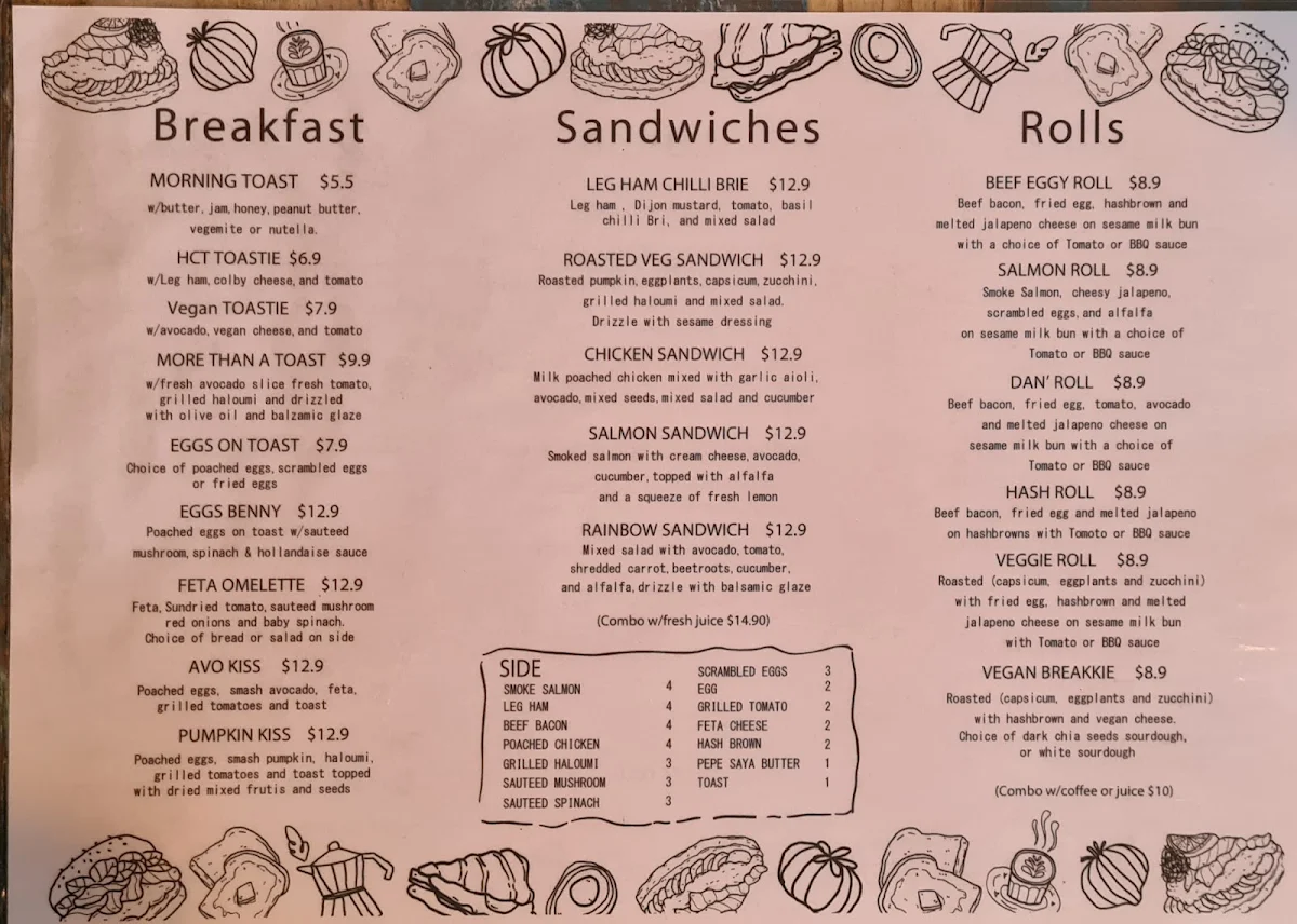 Menu, LOB Cafe