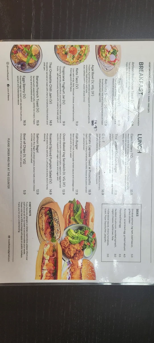 Menu, LOB Cafe