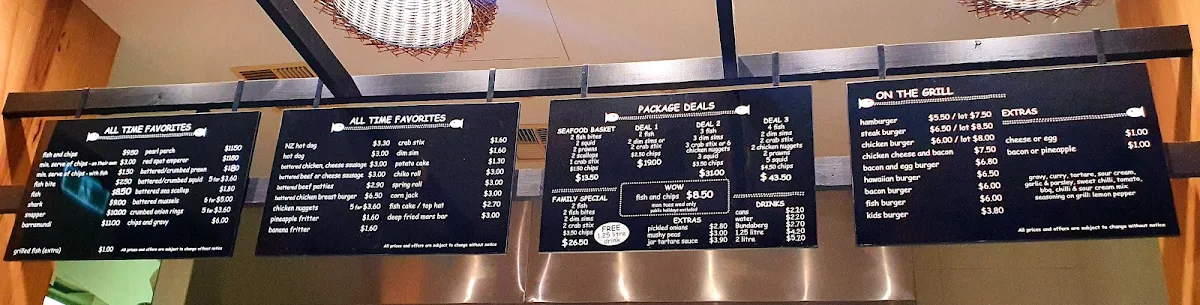 Menu, The Slippery Eel