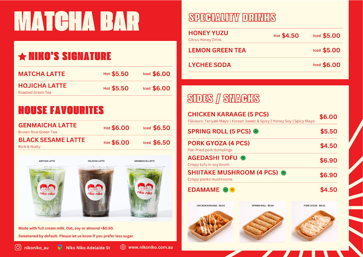 Menu, Niko Niko Adelaide St