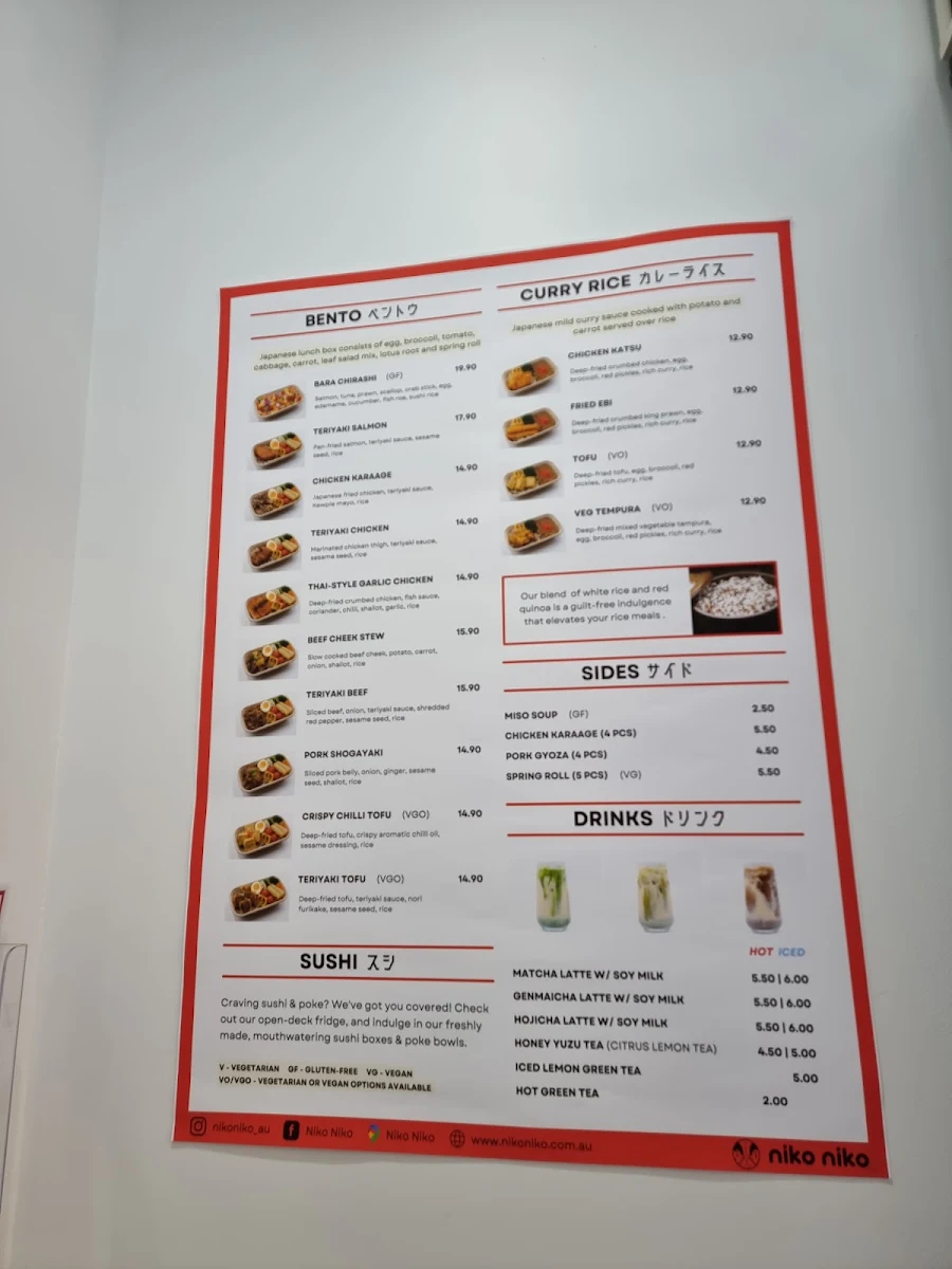 Menu, Niko Niko Adelaide St