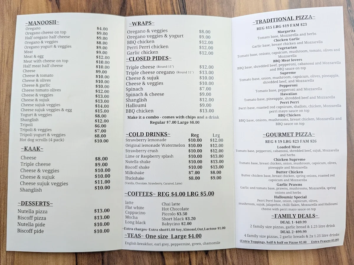 Menu, Halloumiz Manoosh