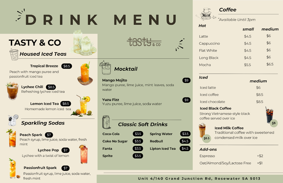 Menu, Tasty & Co