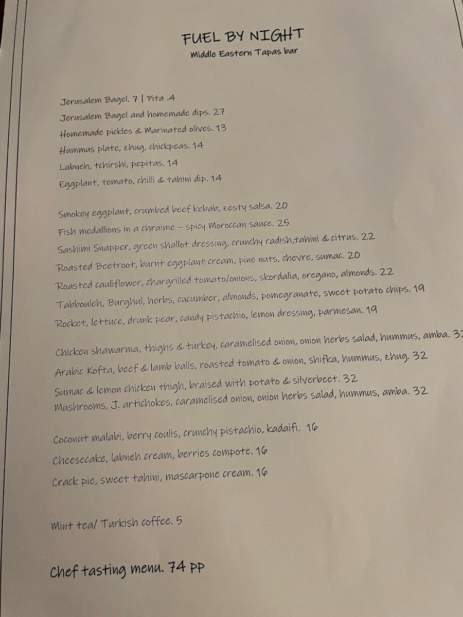 Menu, Fuel Espresso Bar