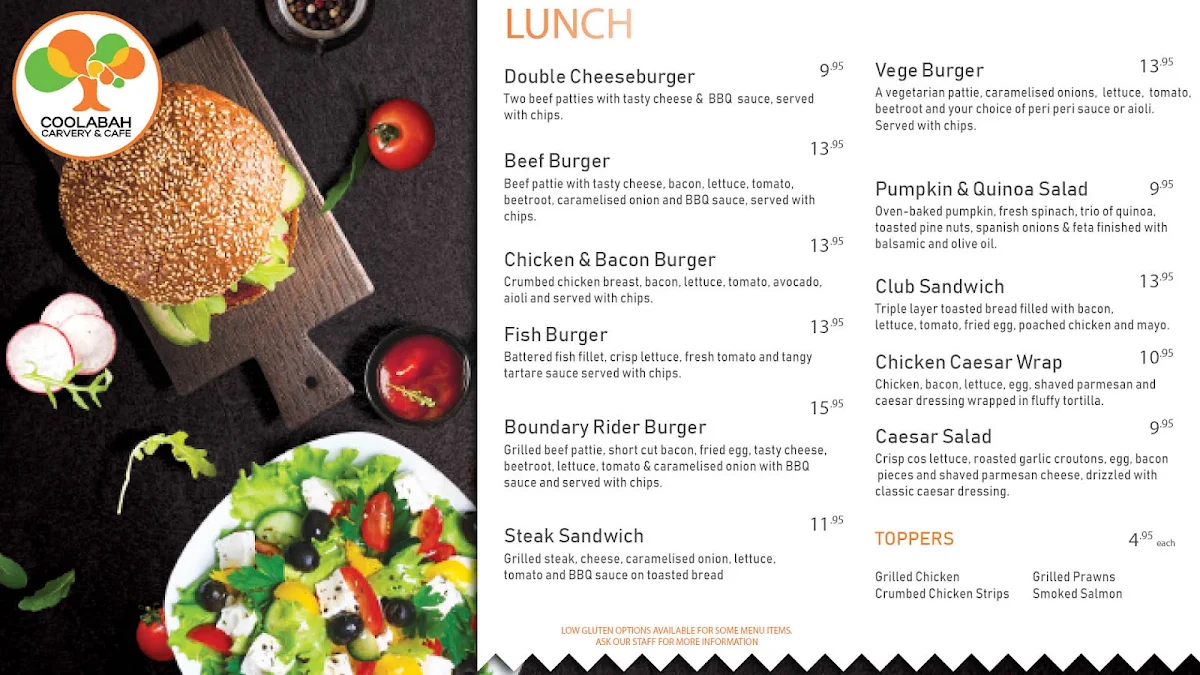 Menu, Coolabah Cafe & Carvery Logan Central