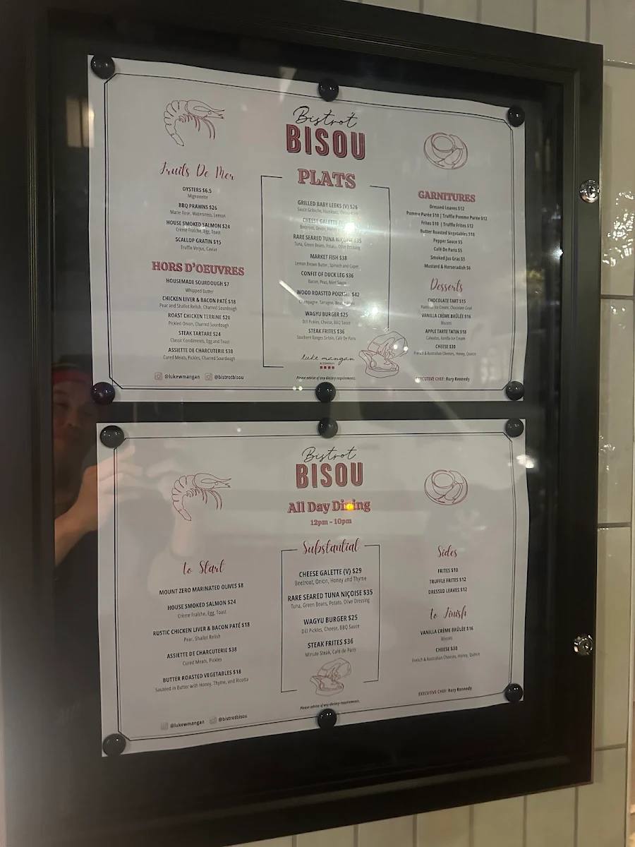 Menu, Bistrot Bisou