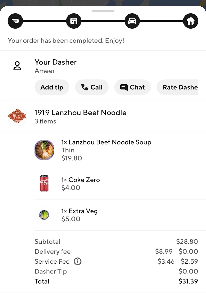 Menu, 1919 Lanzhou Beef Noodle Miranda