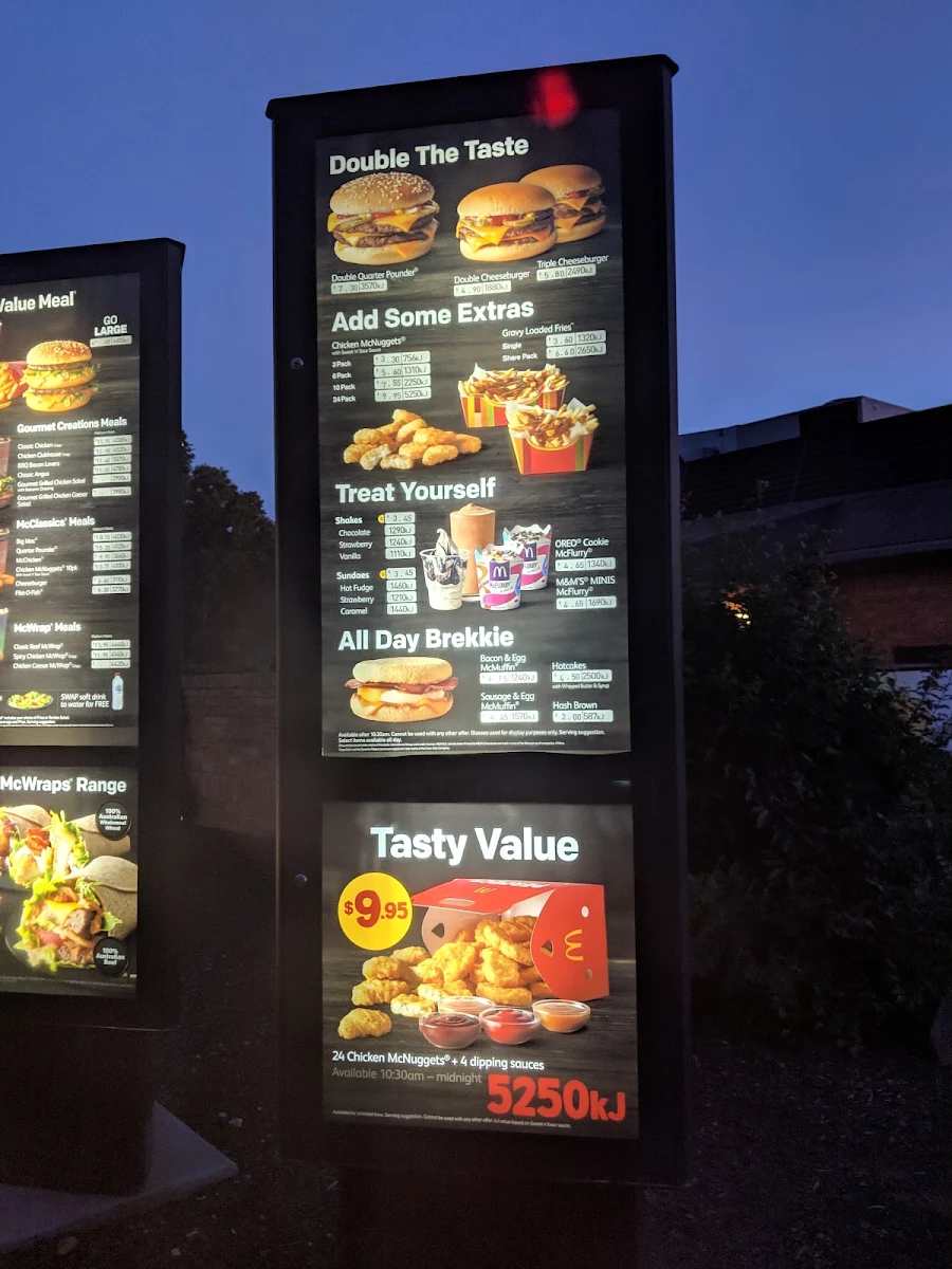 Menu, McDonald's