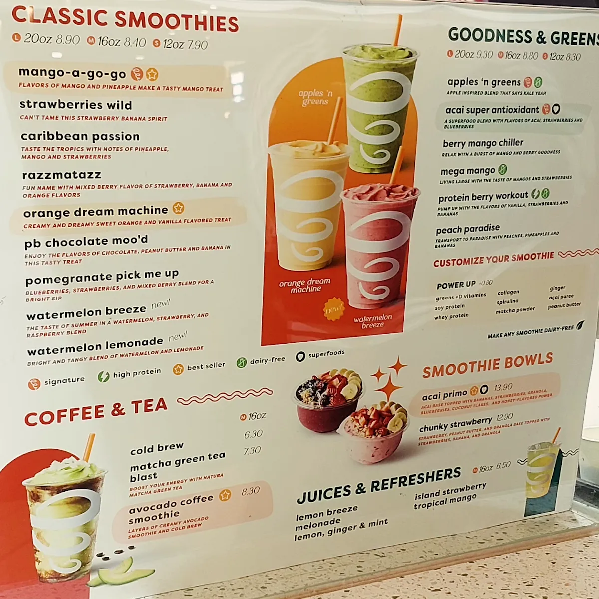Menu, Jamba Melbourne Central