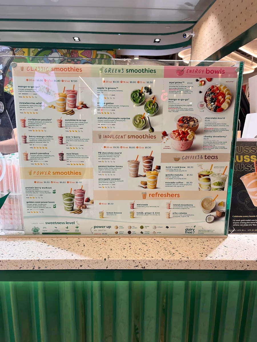 Menu, Jamba Melbourne Central